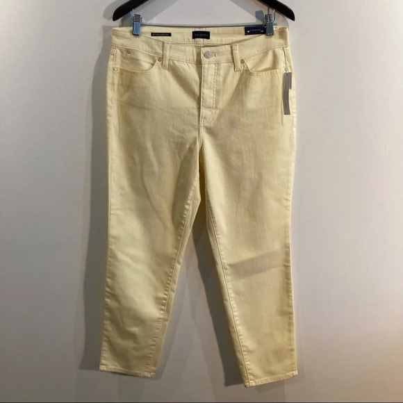 TALBOTS Sz  12P Slim Ankle Pastel Yellow Jeans NWT - Picture 2 of 10